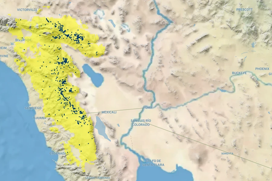 Quercus cornelius-mulleri Native Range