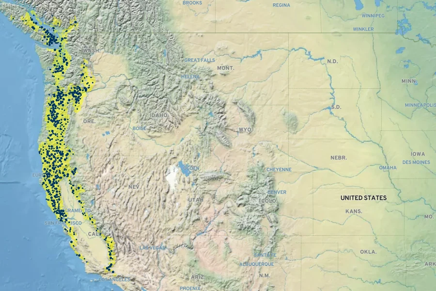 Quercus garryana Native Range