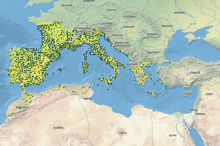 Quercus ilex Native Range