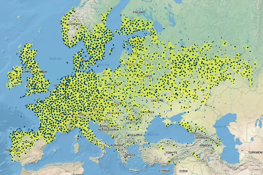 Quercus robur Native Range