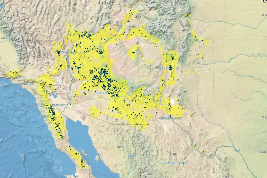 Quercus turbinella Native Range