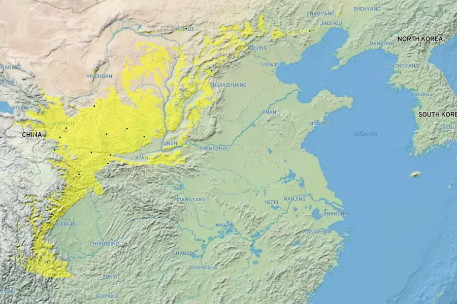 Quercus wutaishanica Native Range