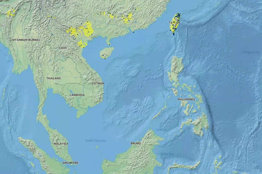 Radermachera sinica Native Range