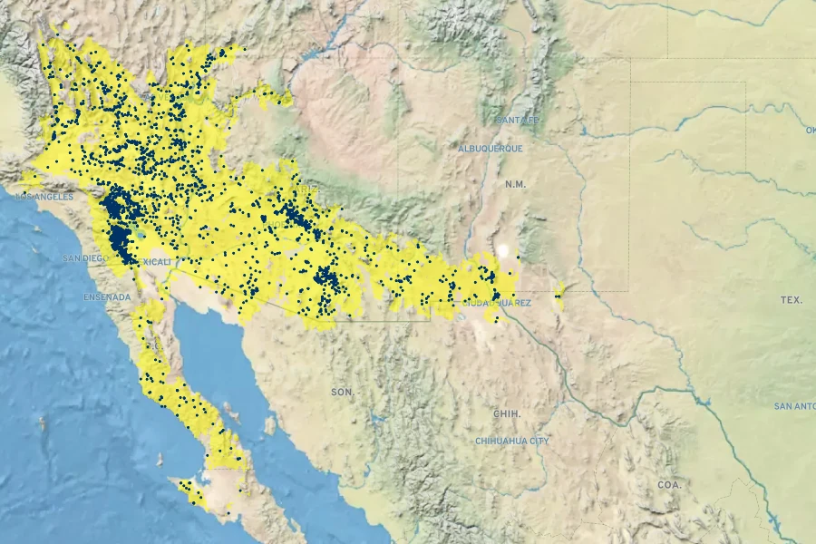 Rafinesquia neomexicana Native Range