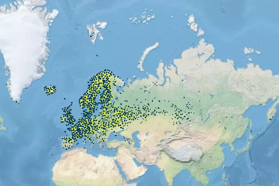 Ranunculus acris Native Range