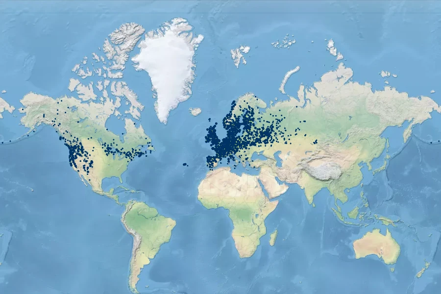 Ranunculus flammula Native Range