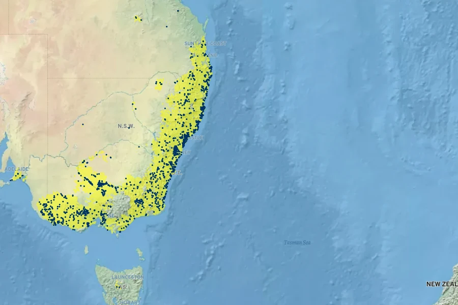 Ranunculus inundatus Native Range