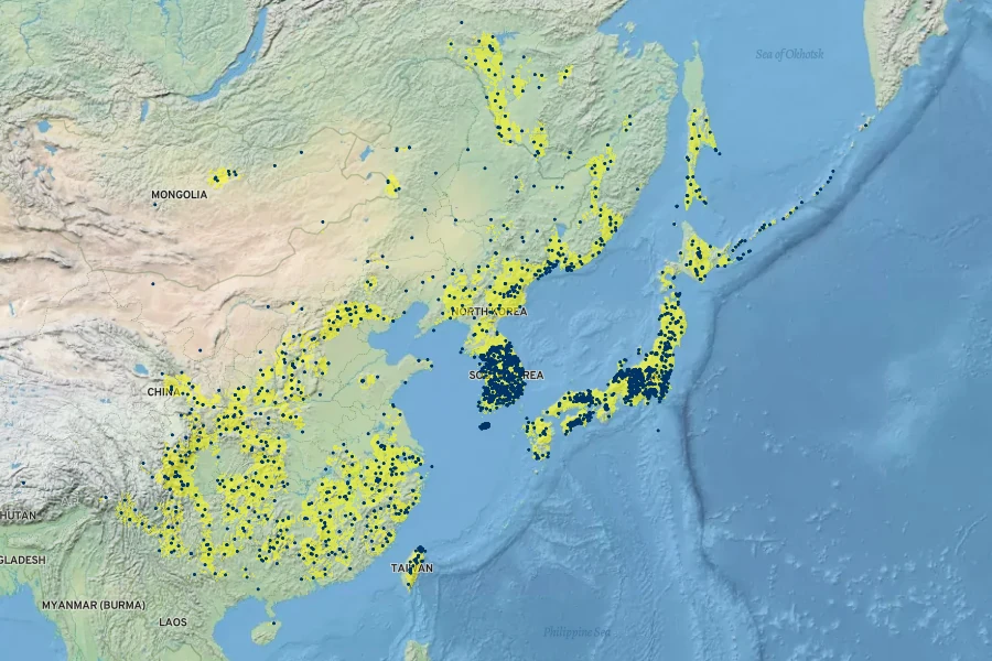 Ranunculus japonicus Native Range