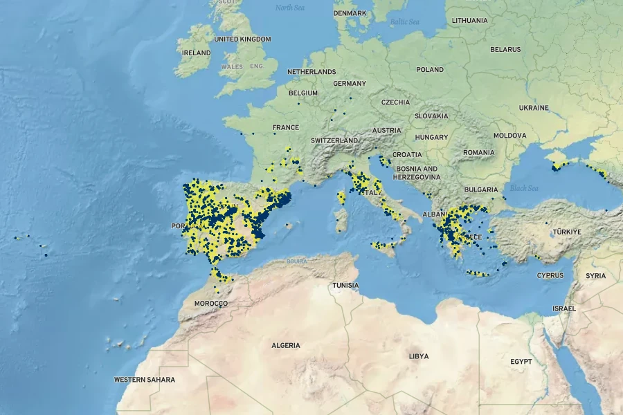 Ranunculus neapolitanus Native Range
