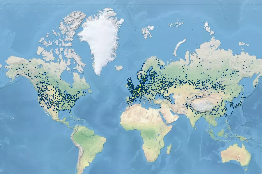 Ranunculus sceleratus Native Range
