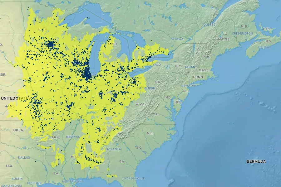 Ratibida pinnata Native Range