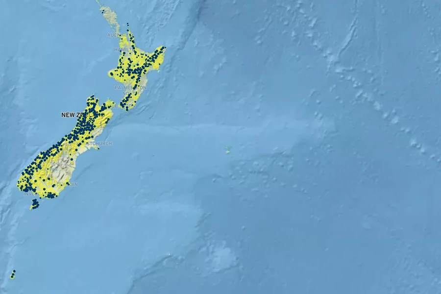 Raukaua simplex Native Range