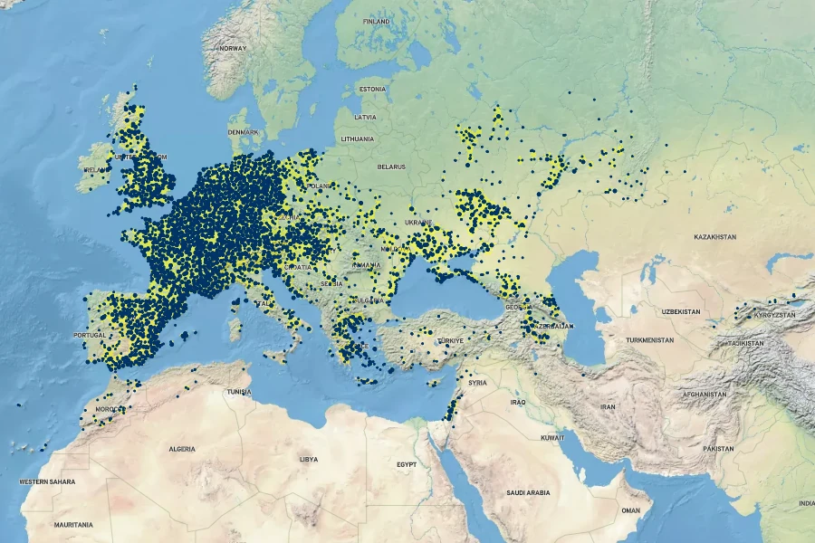 Reseda lutea Native Range