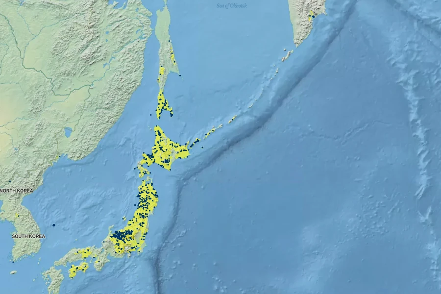Reynoutria sachalinensis Native Range