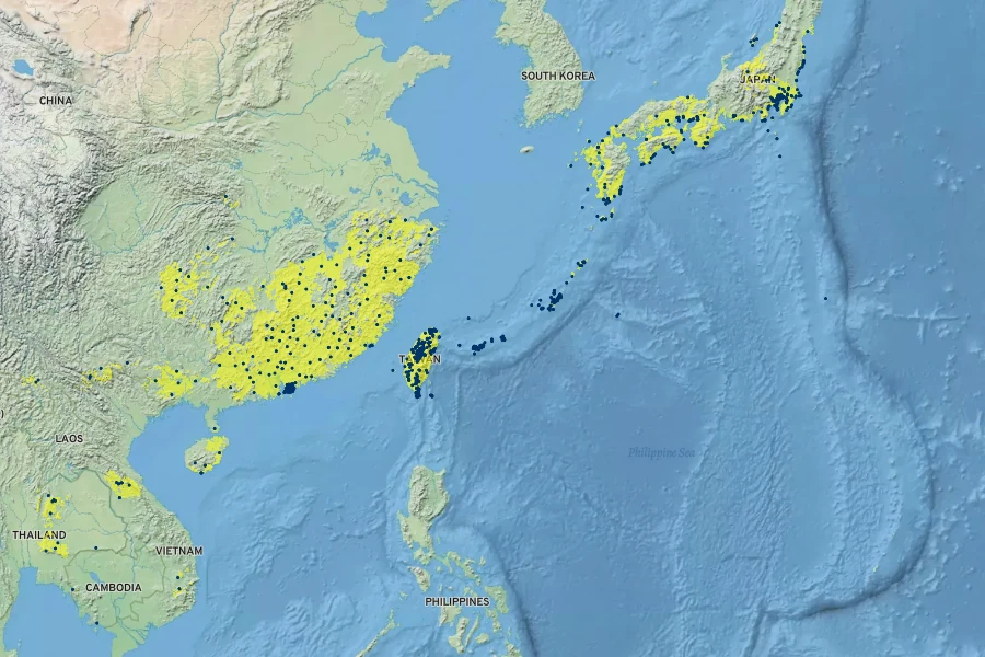 Rhaphiolepis indica Native Range