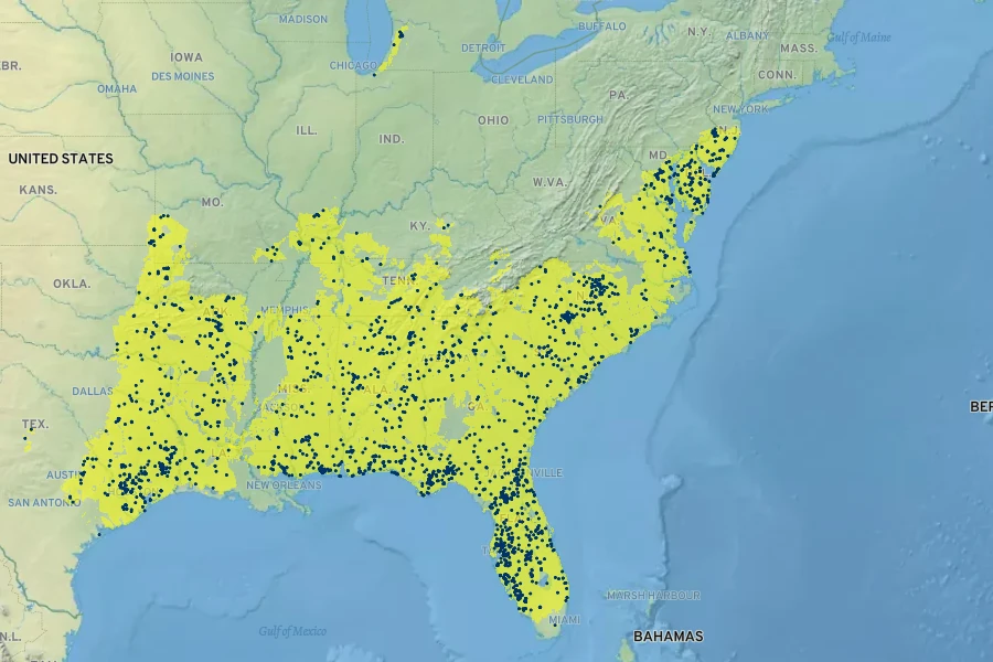 Rhexia mariana Native Range