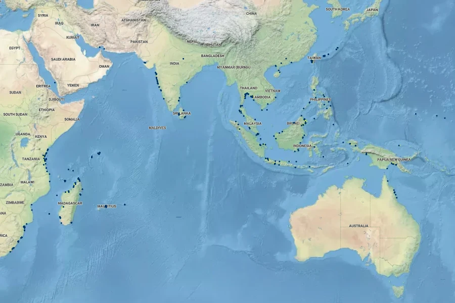 Rhizophora mucronata Native Range