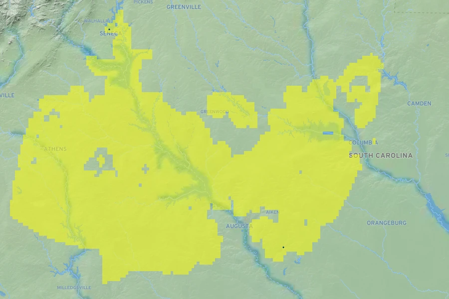 Rhododendron flammeum Native Range