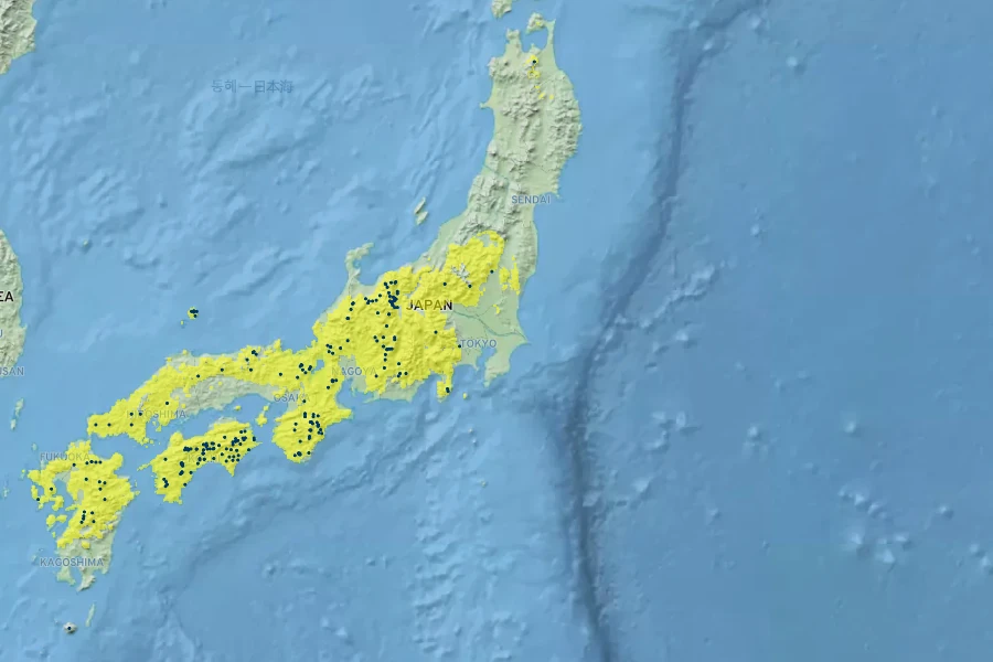 Rhododendron japonoheptamerum Native Range