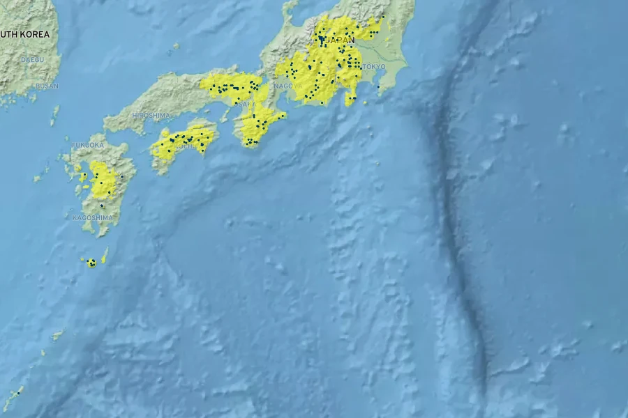 Rhododendron keiskei Native Range