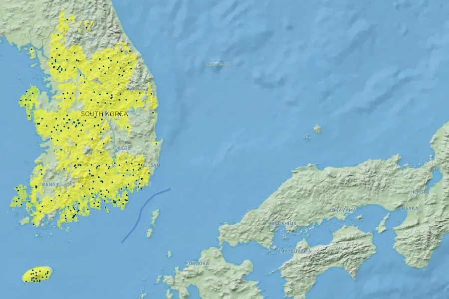 Rhododendron yedoense f. poukhanense Native Range