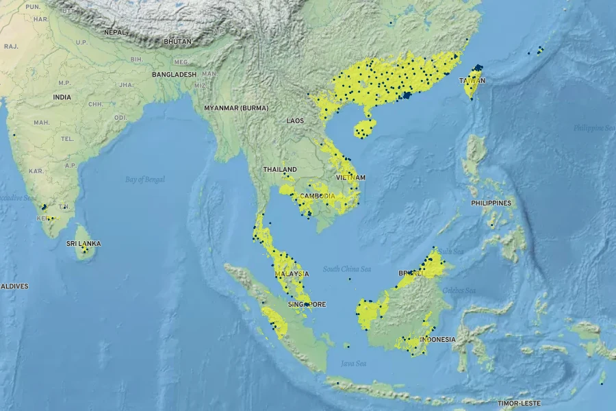 Rhodomyrtus tomentosa Native Range