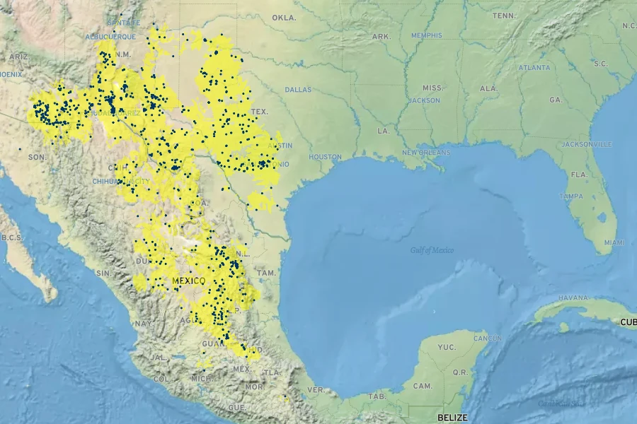 Rhus microphylla Native Range