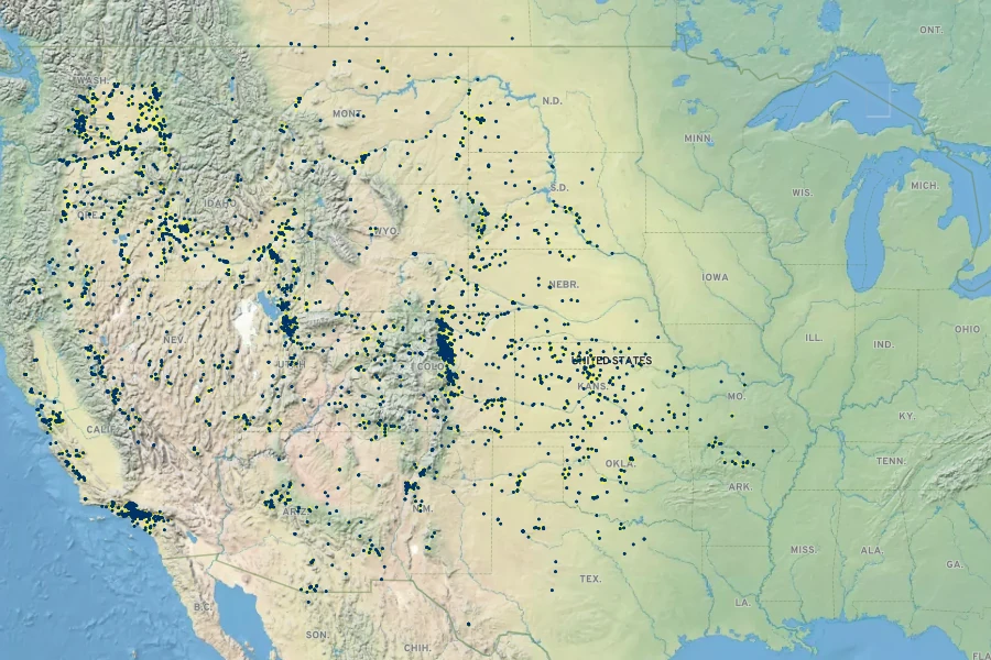 Ribes aureum Native Range