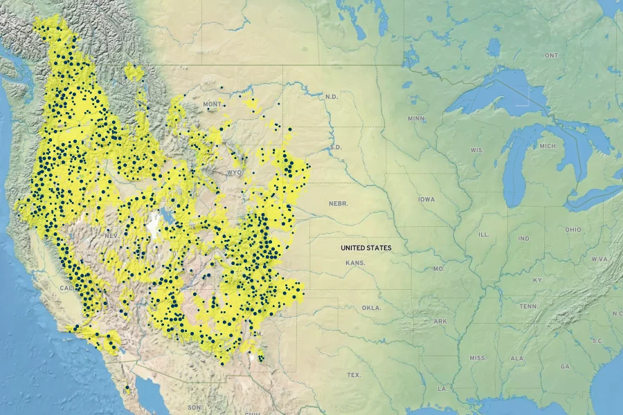 Ribes cereum Native Range