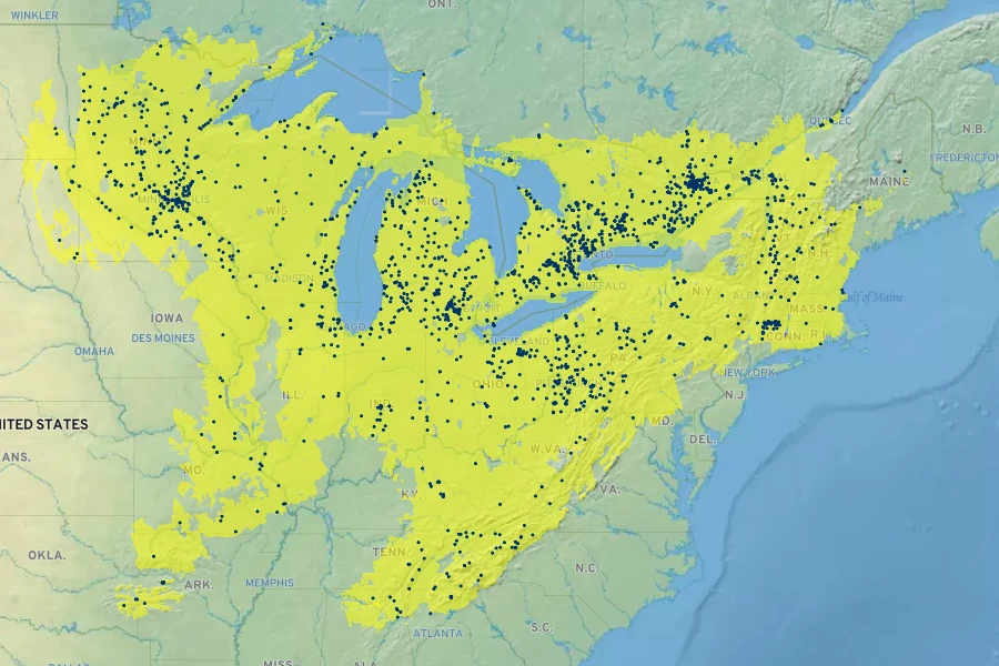Ribes cynosbati Native Range