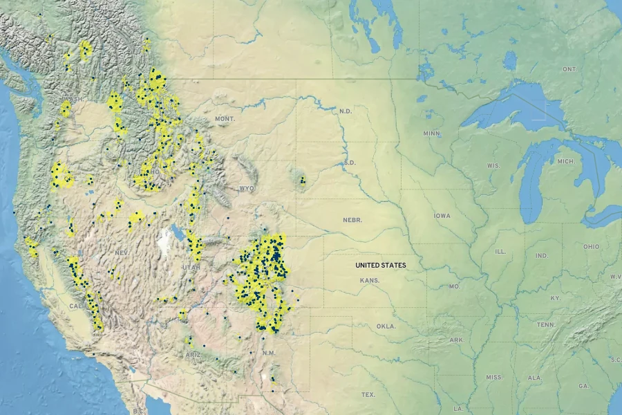 Ribes inerme Native Range