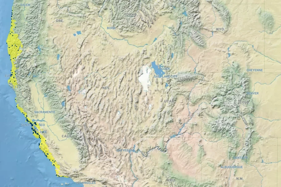 Ribes sanguineum var. glutinosum Native Range