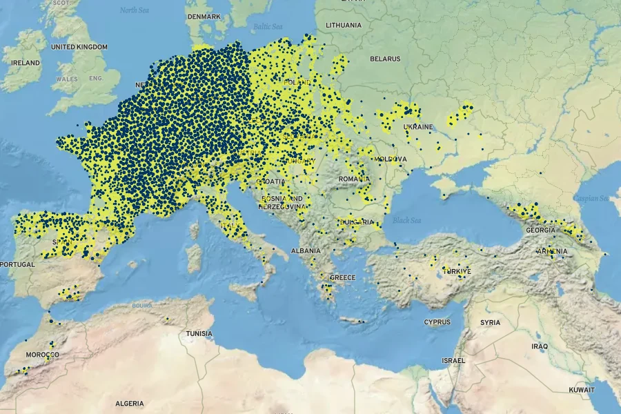 Ribes uva-crispa Native Range