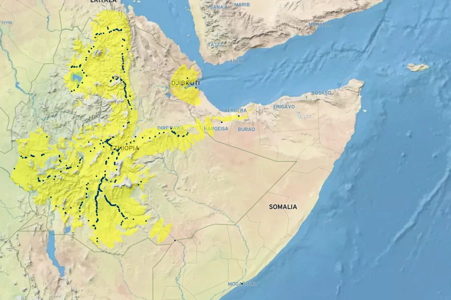 Ricinus communis Native Range