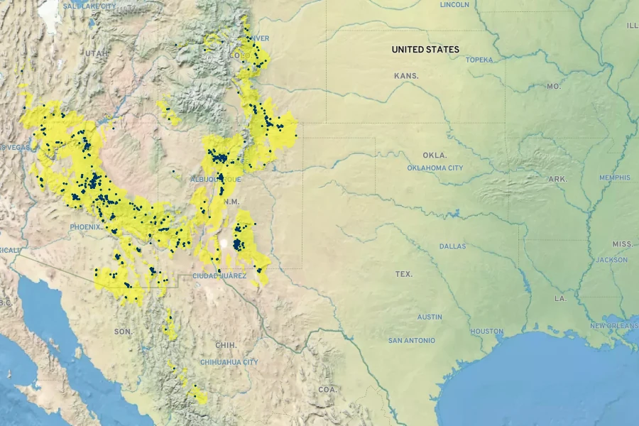 Robinia neomexicana Native Range