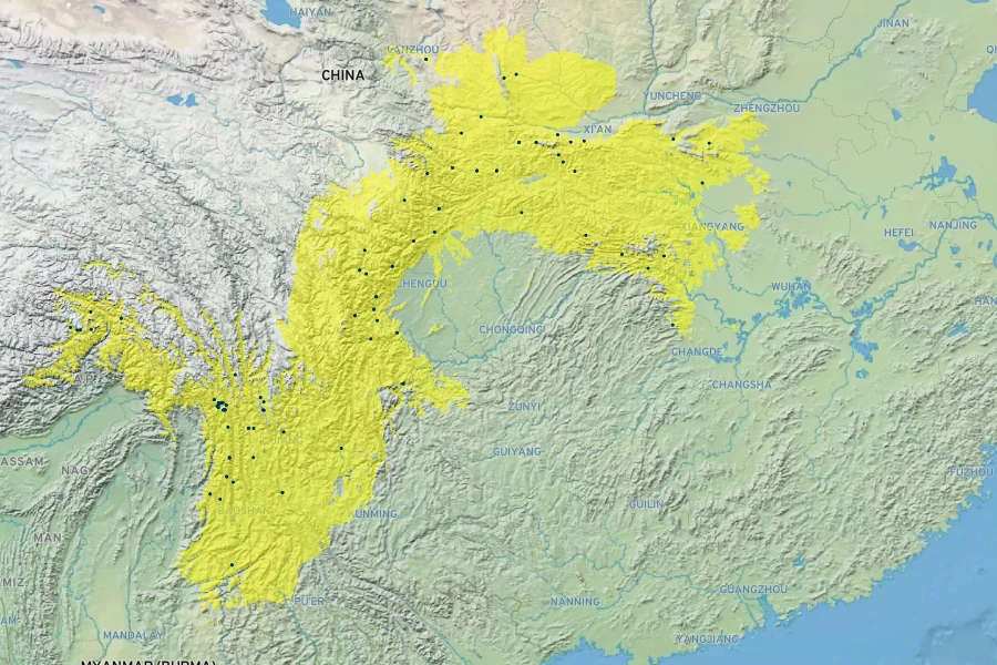 Rodgersia aesculifolia Native Range