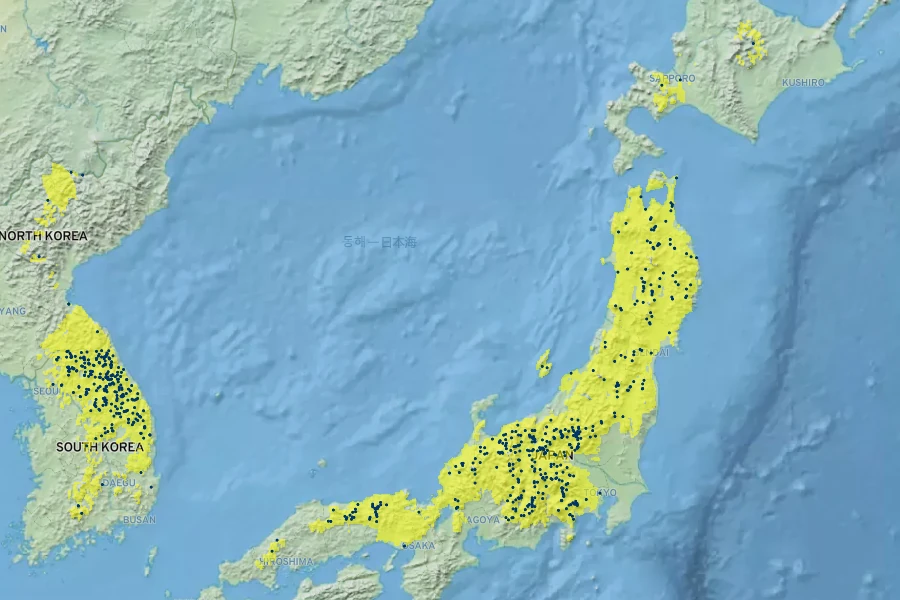 Rodgersia podophylla Native Range