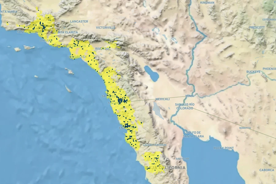 Romneya trichocalyx Native Range