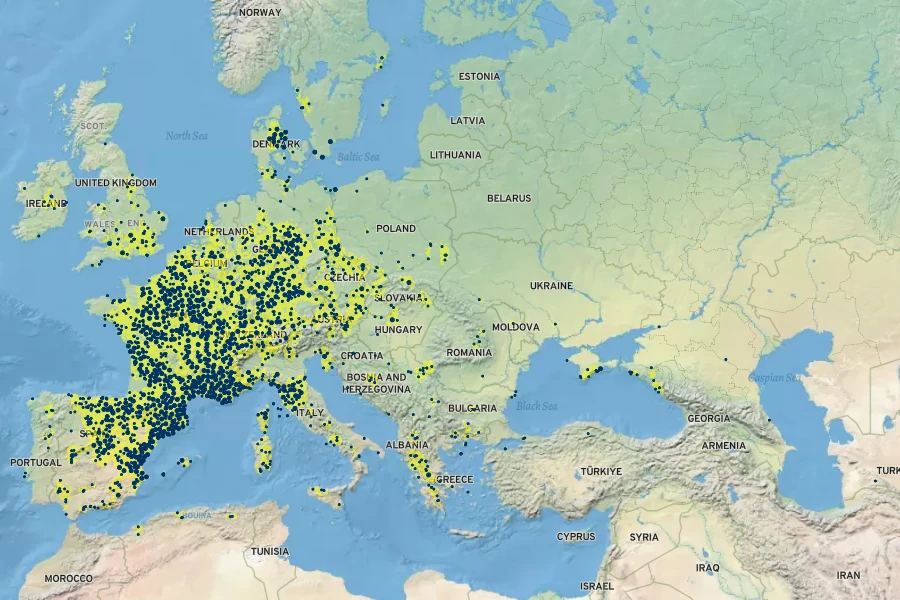 Rosa agrestis Native Range