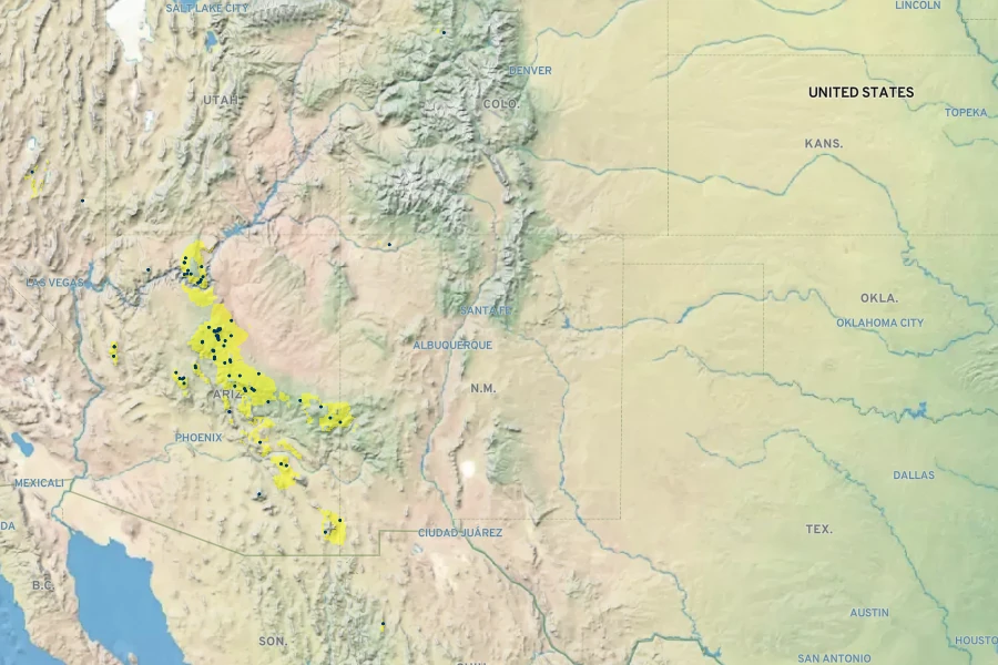 Rosa arizonica Native Range