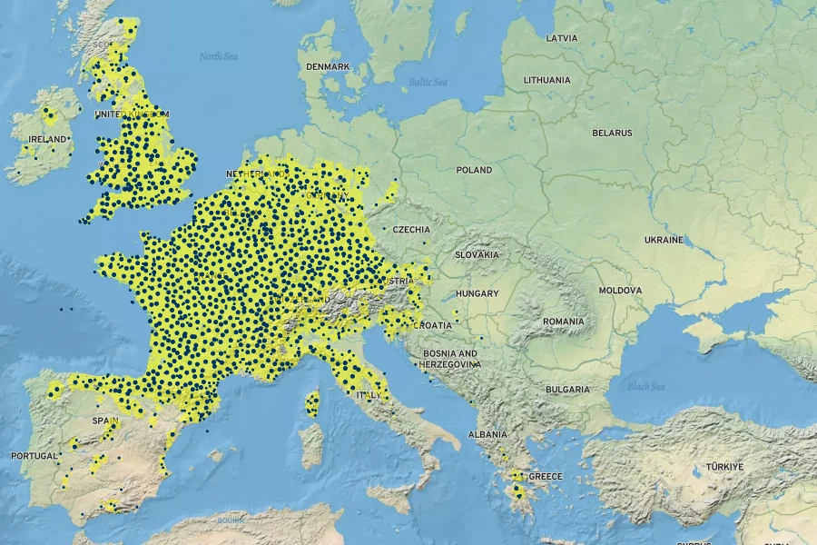 Rosa arvensis Native Range