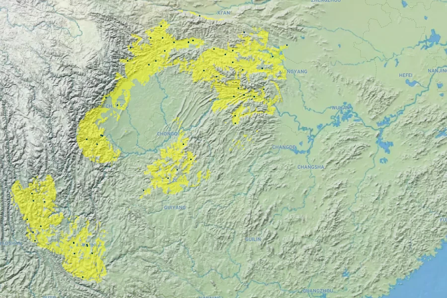 Rosa banksiae Native Range