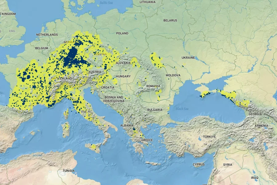Rosa gallica Native Range