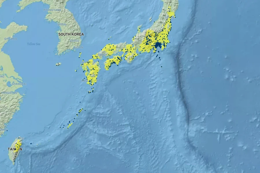 Rosa luciae Native Range
