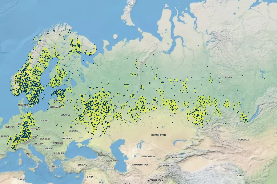 Rosa majalis Native Range