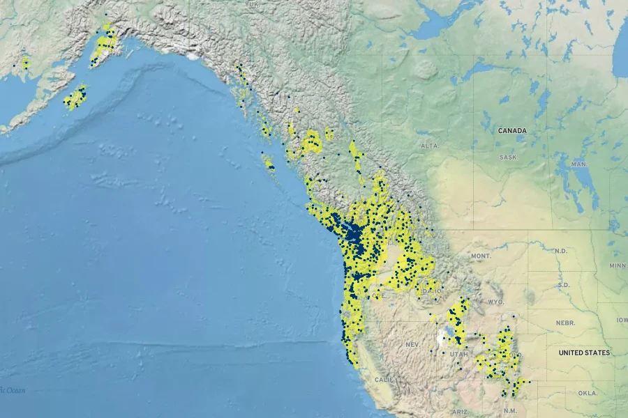 Rosa nutkana Native Range