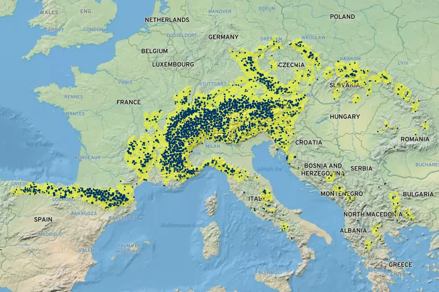 Rosa pendulina Native Range