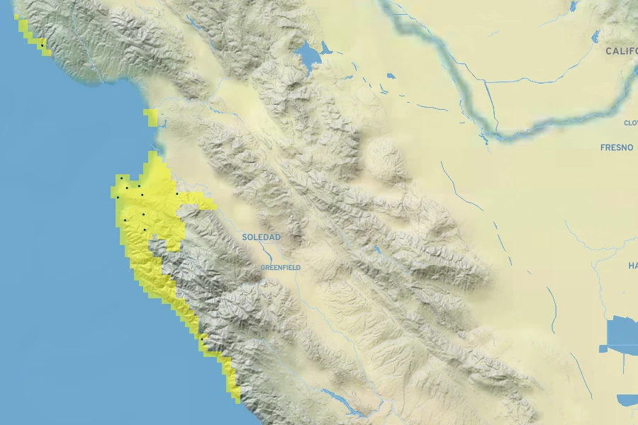 Rosa pinetorum Native Range