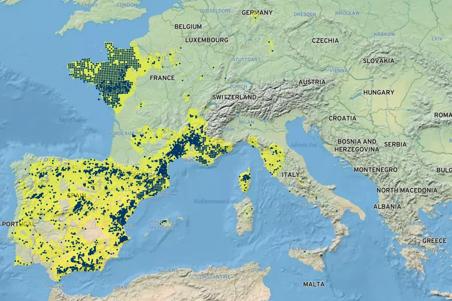 Rosa pouzinii Native Range