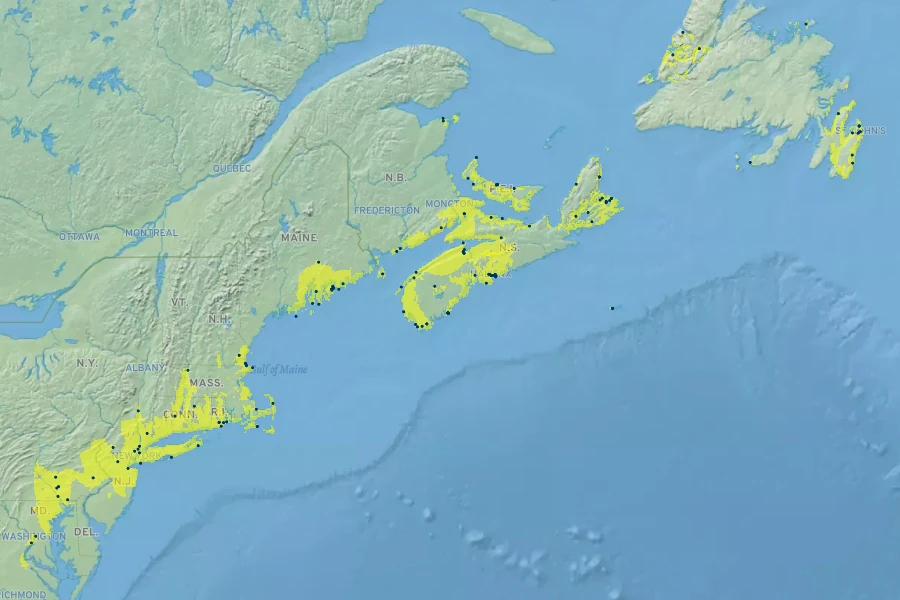 Rosa virginiana Native Range